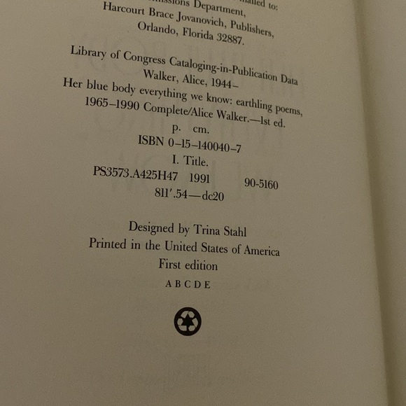 Her Blue Body Everything We Know by Alice Walker First Edition/First Print Book - Picture 12 of 12